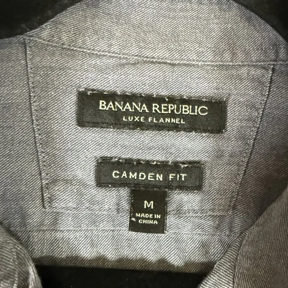 Banana Republic Camden Fit Luxe Flannel Men's Medium Blue Button Up Collared